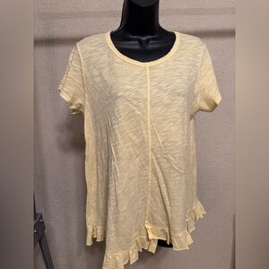 Yellow Ruffle Hem Women's Tee
